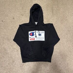 Supreme x Champion Black Graphic Hoodie